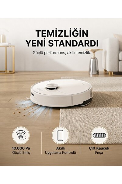 Xiaomi ROBOROCK Islak ve Kuru Temizlik Yapan Akıllı Robot Süpürge, 10.000Pa G...