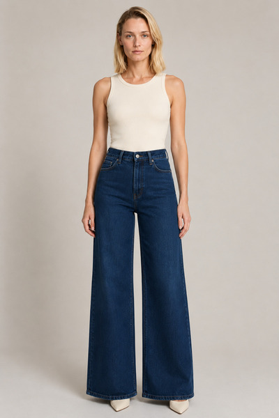 Kadın Yüksek Bel Wide Leg Jean