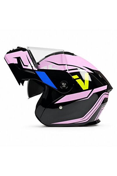 FIXATO Motorcycle/Scooter Flip-Up Helmet Nova, Double Visor, UV Protection, P...