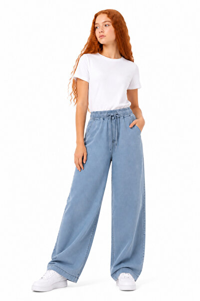 GİYİCEM TEKSTİL Girl's Street Comfort Wide Leg High Waist Jean Pants 2241