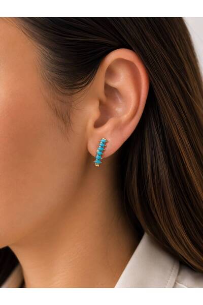 stainless steell Turquoise Zircon Stone Steel Earrings