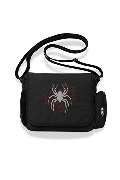 Fuddy Moda Unisex Heart Style Spider Web Printed Spider Messenger Bag