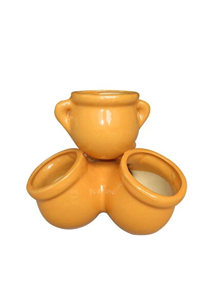 OEM Ghiveci ceramic, interior, rotund, portocaliu, 26 x 22 cm, Orange KP202109-1