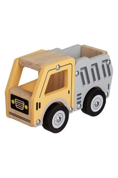 OEM Camion din Lemn Galben Gri cu 4 Roti 14x7x9cm