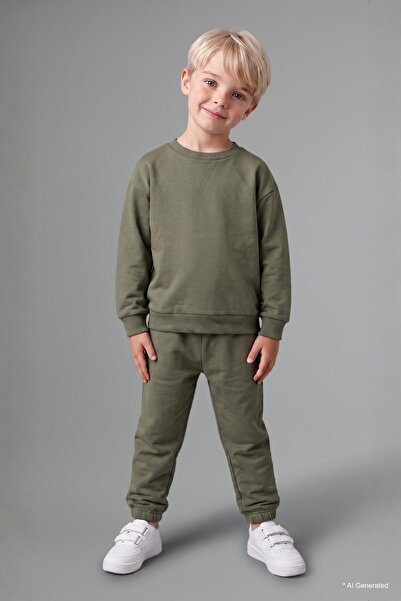 DeFacto Long Sleeve Sweatshirt Elastic Waisted Tracksuit Bottoms 2-Piece Set ...