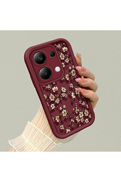 SLIMFELT Redmi Note 13 Pro 4G Uyumlu Yüksek Kaliteli Retro Çiçek Desenli Sili...