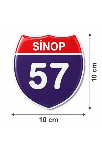 Redline Grafik Redlinegrafik Sinop 57plaka Kodlu 3D Kabartmalı Araç 1 Adet Sticker Etiket mor beyaz Renk