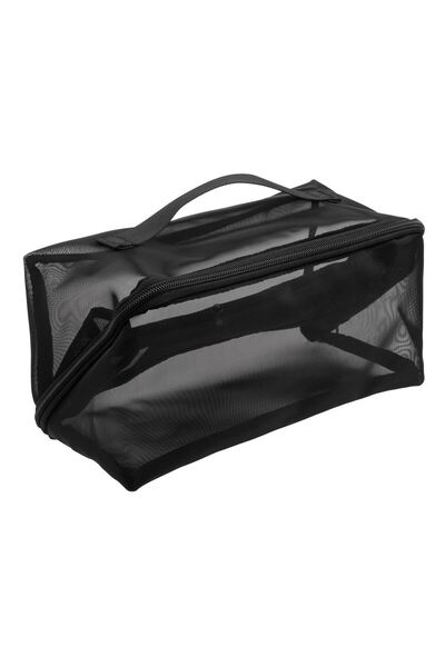 OEM Черна мрежеста козметична чанта с дръжка 25x11x13см