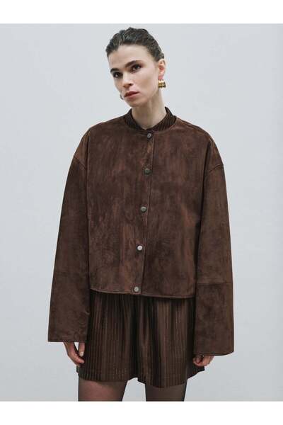 BAQA Zero Collar Short Suede Jacket