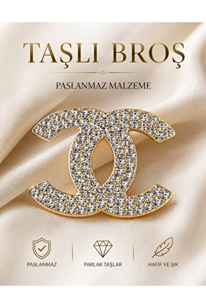 bmk bi mo ki accessories Taşlı Broş - Gold Taşlı Lux Broş - Yaka Broşu -Yaka ...