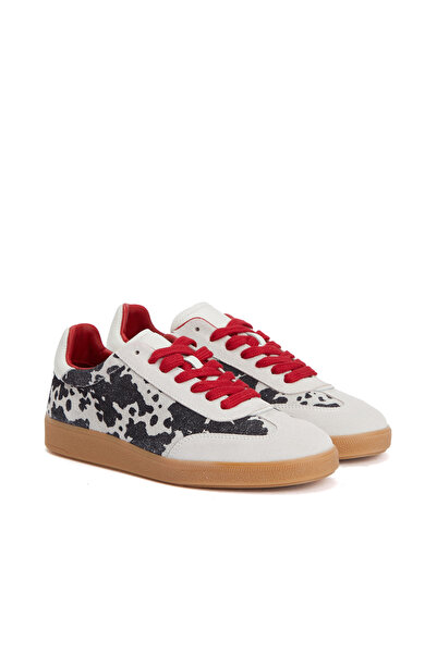 Dıvarese Siyah Desenli Kadın Süet Sneaker
