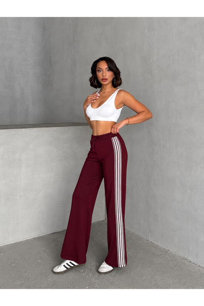 Miss Prova Side-Striped Wide-Leg Sweatpants MISSEA25068
