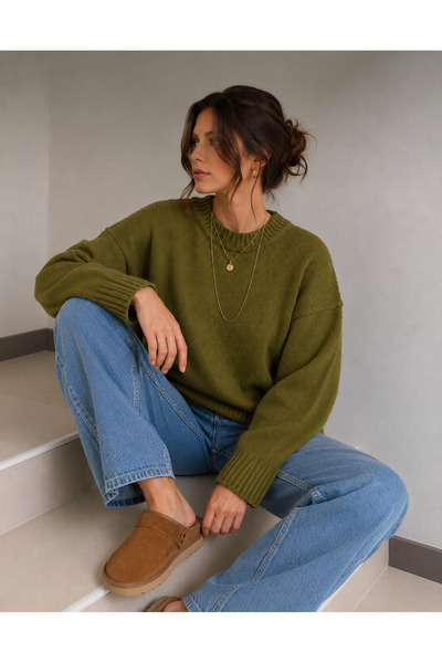 pepule Khaki Oversize Knitted Sweater