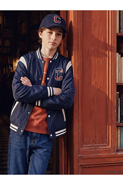 LC Waikiki Embroidered College Collar Boys' Puffer Coat