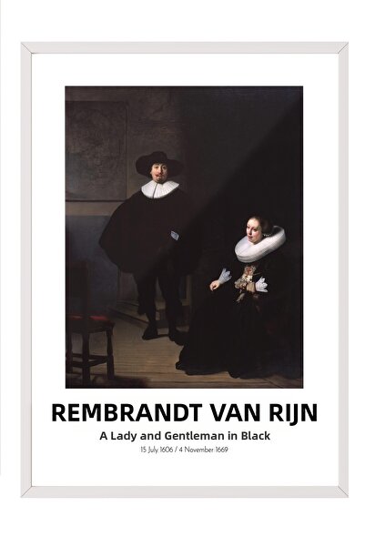 Postifull Rembrandt Vin Rijn - O doamnă și un domn în negru, tablou înrămat î...