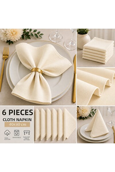 Sister Home Design Set of 6 Fabric Napkins 40X40 cm – Stain Resistant - Luxur...