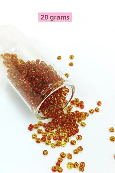 Mestore Cast glass sand beads (8/0) 3 mm - 20 grams - transparent yellow red ...