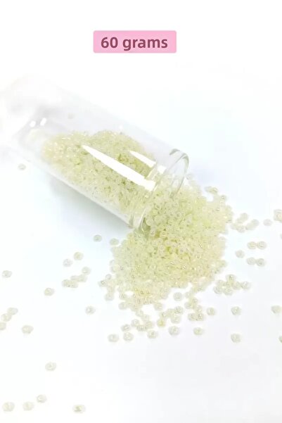 Mestore Bulk glass sand beads (11/0) 2 mm - 60 grams - cream - bnc047