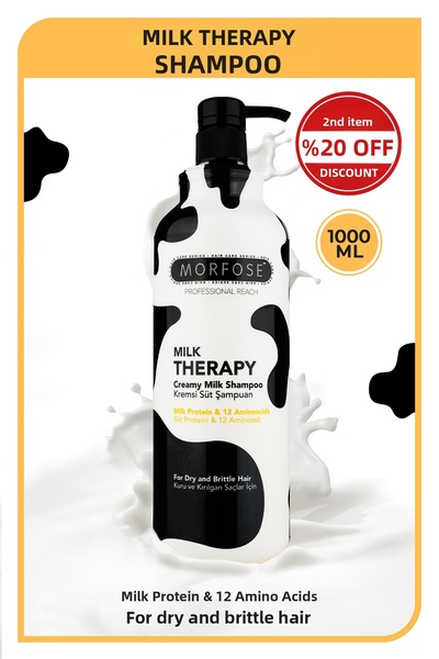 Morfose Milk Therapy Shampoo 1000 ml - Milk Protein, Repairing, Nourishing Ef...