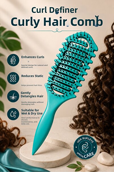ERHCE Curl Defining Brush Comb, Easy Combing Comb for Curly Hair