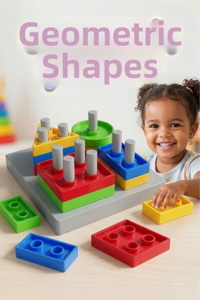 Tıfıl Toys 17 قطعة من مجموعة ألعاب تعليمية ممتعة ذات أشكال هندسية ملونة مختلف...