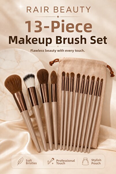 RAİR BEAUTY Комплект четки за грим от 13 части, розов, Fix Brush
