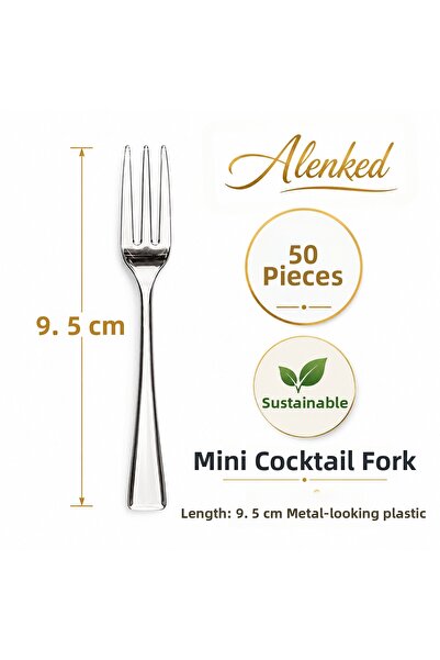 alenked Metal Look Mini Cocktail Forks 9.5cm 50 Pcs