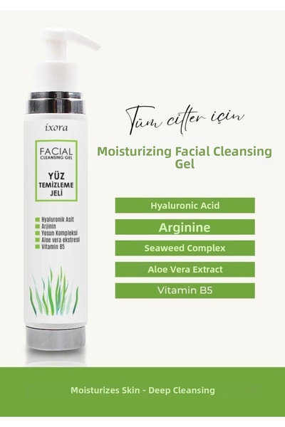 ixora 200 ml Moisturizing Facial Cleansing Gel with Acid, Aloe Vera and Algae