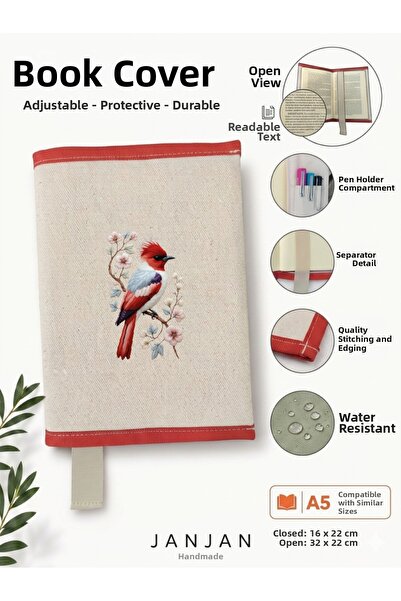 JANJAN Natural Fabric Book Cover,Washable Book Cover,Book Protector,32X22 cm ...