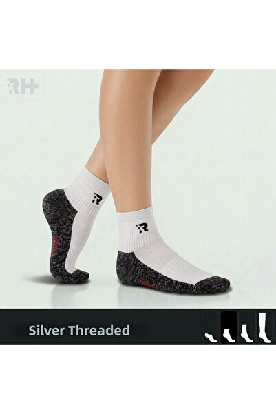 Rider Healthcare Cryo Silver + Towel Sole Short Silver Thread Socks — White