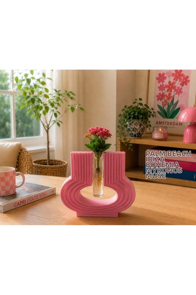 3d layer craft Modern Pink Glass Tube (10cm Tube Length) Flower Pot – Minimal...
