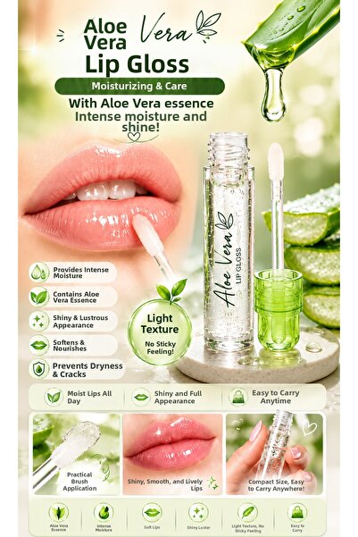 MAQYA KOZMETİK Aloe Vera Lip Gloss Moisturizing and Shine-Enhancing Lip Gloss...