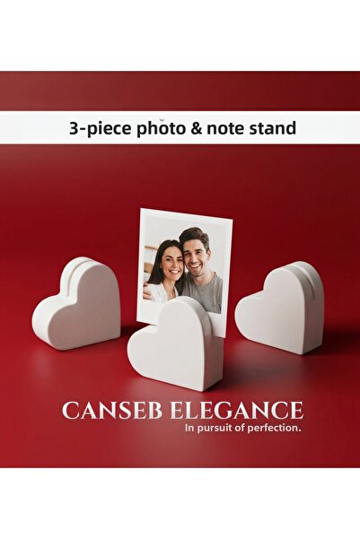CANSEB Elegance حامل صور وحامل ملاحظات ثلاثي فاخر على شكل قلب - 5 سم - قطعة د...