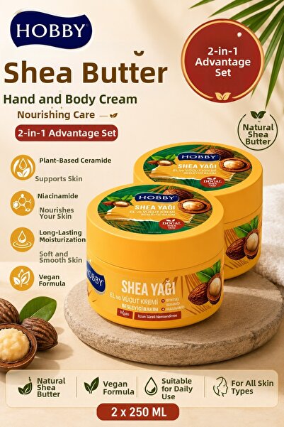 Hobby Shea Butter Intensive Moisturizing Hand and Body Care Cream 250 ml 2 Pi...