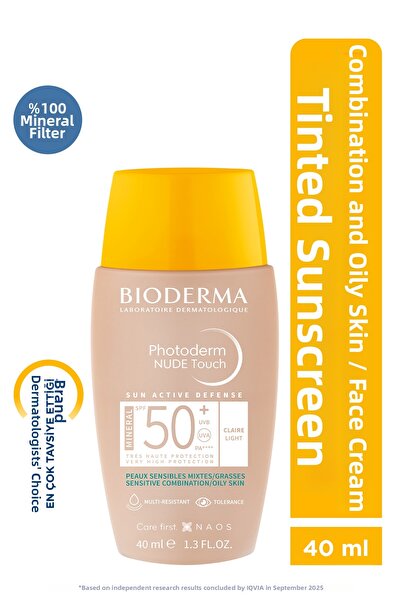 Bioderma Photoderm Nude Touch Mineral Filtered Spf50+ Tinted Light Sunscreen ...