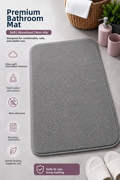 Single Bathroom Mat Ultra Absorbent Non-Slip Base Easy to Clean