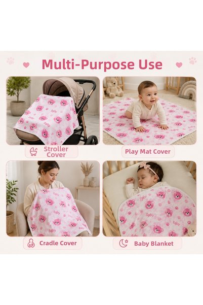 LUMY KIDS Teddy Bear Patterned Baby Blanket 90X100 cm Multi-Purpose Baby Blanket