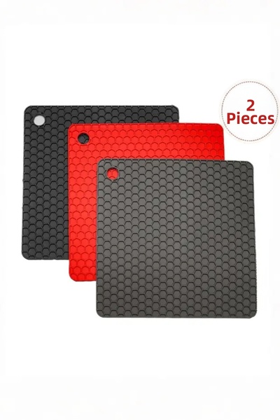 Queen’s Kitchen 2 Pieces of Honeycomb Patterned Silicone Square Trays - Gridd...
