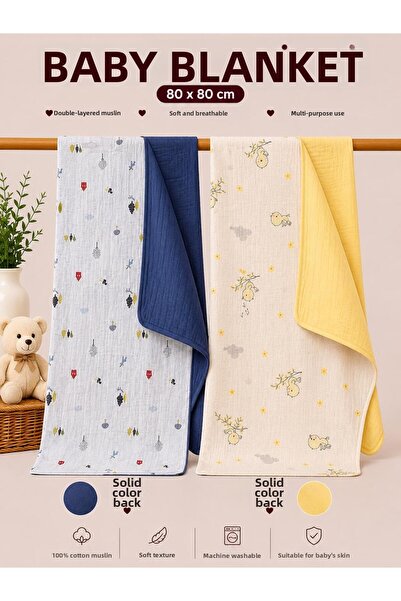 Zümra Baby Multi-Purpose Double-Sided Muslin Blanket & Blanket Set of 2 100% ...