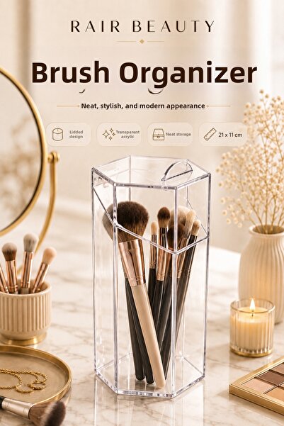 RAİR BEAUTY Makeup Brush Organizer with Lid, Multi-Purpose Organizer
