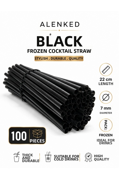 alenked Black Straws Frozen Cocktail Straws 100Pcs
