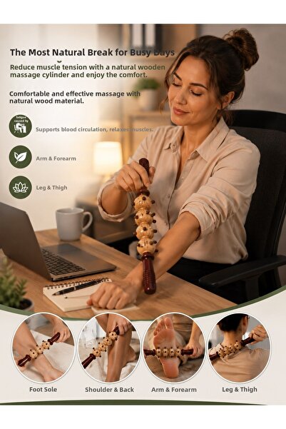 HediyeFilesi Wooden Massage Tool Handheld Massage Roller Reflexology Foot Leg...