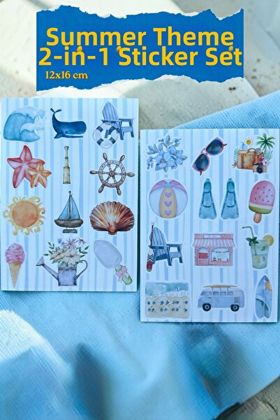 WhimsyWhite مجموعة ملصقات ذات طابع صيفي - صفحة واحدة 12x16 سم - لامعة |   ملص...