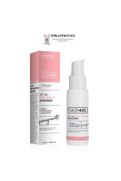 Skin 401 SPF50+ واقي شمسي للوجه بلون وردي 50 مل - واقي شمسي ملون