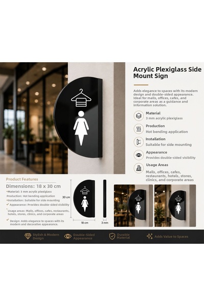 zafrakreklam Dressing Room Double Sided - Side Mounted Directional Sign 18X30...