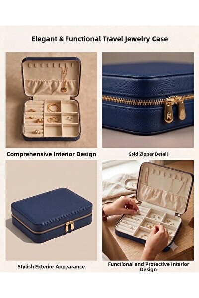 Dorvina Jewelry Box Organizer Travel Case Necklace Ring Earring Organizer Lea...