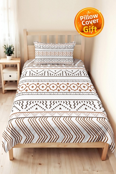 Evimde Bambaşka Brown Geometric Bohemian Single Decorative Pique Set - White ...