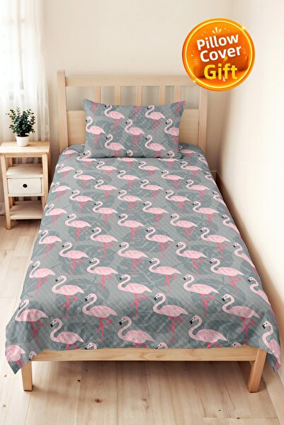 Evimde Bambaşka Flamingo Pink Young Room Single Pique Set - Tropical Gray 160...