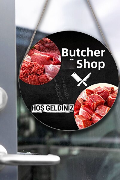 SHELİFE Butcher Shop Glass Door Sign Welcome Sign, Shop Ornament Table Decor ...