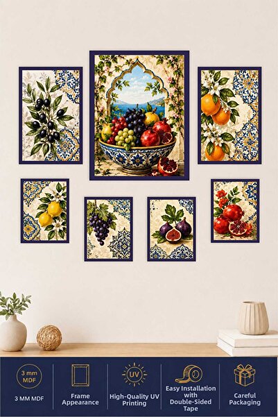 UNT Set de pictură murală din MDF cu 7 piese Fructe mediteraneene |   Decor p...